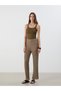 Özmarka New Season Elastic Waist Textured Women's Trousers