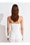10787 Halter Neck Peplum Knitwear Blouse-White - 2