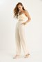Women's Beige Velcro Pocket Detailed Linen Palazzo Trousers 3877 60281098 - 2