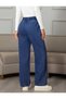 Women's Blue Elastic Waist Lace up Palazzo Jeans - 4