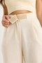 Women's Beige Velcro Pocket Detailed Linen Palazzo Trousers 3877 60281098 - 5