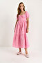 Women's Candy Pink Self-Floral Embroidered Lined Muslin Dress 5259 60281102 - 2