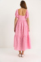 Women's Candy Pink Self-Floral Embroidered Lined Muslin Dress 5259 60281102 - 7
