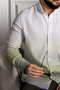 Interview Sarar Carina Color Gradient Cotton Linen White Green Shirt - 5