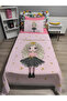 4 Piece Little Pirencess Patterned Pink 120X200 Single Pique Bedspread Set with Sheets