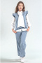 Young Girl 100% Cotton Denim Jeans Fabric Hijab Three-Piece Suit Set Combination-Pants-Vest-Chiffon Shirt - 7