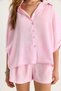 Women's Powder Bat Sleeve Oversize Shirt Straw Belted Shorts Modal Set 4010 60283476 - 7