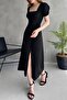 Women's Textured Fabric Slit Square Collar Back Tie Dress - 4