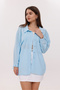 Women's Shirt Front Pocket Low Shoulder Blue Women's Shirt Loose Oversized Women's Shirt - 5