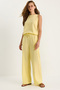 Women's Yellow Linen Blouse Trousers Set 3392 60283483