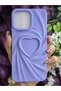 iPhone 15 Promax Compatible 3D Heart Lilac Silicone Case