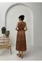 Brown Double Breasted Ruffle Detail Sleeveless Midi Dress - 4