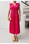 Fuchsia Double Breasted Ruffle Detailed Sleeveless Midi Dress - 4
