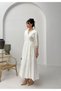 Ecru Double Breasted Collar Tie Detailed Muslin Dress - 4