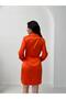Orange Double Breasted Button Detailed Mini Satin Dress - 5
