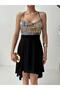 Black Sequin Detailed Strap Dress - 4