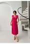 Fuchsia Double Breasted Ruffle Detailed Sleeveless Midi Dress - 3