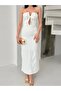 White Strapless Bow Detailed Dress - 3