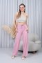 High Waist Loose Leg Powder Pants with Lace-Up Waist