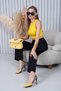 High Waist Wide Leg Black Trousers with Lace-Up Waist - 4