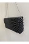 Women's Black Beaded Chain Handmade Shoulder Bag - 3