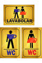 Set of 3 Gold Metal Wc Diversion and Warning Sign 15X10 cm Each