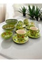 Decorative 6-Person Stylish Tulip Tile Design Fully Handmade Coffee Cup Set and Snack Bowl-Sauce Bowl - 3