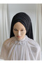 Rana Model Black Glitter Moon Veil 3 Rows Embroidered Ready Veil Ready Shawl Ready Turban - 2