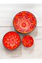 Decorative 3 Pieces Orange Tulip Tile Designed Fully Handmade Snack Bowl-Sauce Bowl-Breakfast Bowl - 2