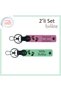 Leather Keychain That Can Be the First Baby Souvenir, Personal Set with Heart Foot Motif, Pink-Light Green