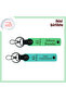 Name Written, Pistachio Green-Turquoise, 61 Trabzon Patterned Leather Keychain Set with Black Sea for a Friend