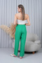High Waist Wide Leg Green Trousers with Lace-Up Waist - 6