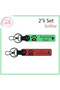 Paw Heart Leather Keychain Set, Pistachio Green-Pomegranate Flower, Special Option for Pet Owners