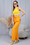 Yellow Waist Tie Wide Leg Trousers - 4