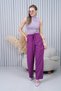 Purple Tie Waist Wide Leg Trousers - 4