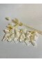 Pearl Detailed Cream Linen Ribbon Ready Bow - 25 Pieces