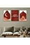 ثلاث لوحات قماشية بتصميم اسلامي لشهر رمضان مع برواز بني مجوف