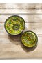 Decorative 3 Pieces Green Tulip Tile Designed Fully Handmade Snack Bowl-Sauce Bowl-Breakfast Bowl - 2