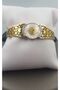 Steel Bracelet - Stainless Steel Queen Elizabeth White Stone Yellow Color Bracelet Handcuffs - 2