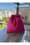Fuchsia Pink Linen Mini Cloth Pouch - Drawstring Bag Organizer - Makeup Bag - 20X20 -Cloth Bag - 4