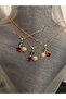 Red Cherry Gold Detail Stone Shiny Necklace - 6