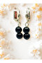 Handmade Onyx Natural Stone Dangle Unisex Earrings – 8mm Black Stone, Silver Color, Latch Clip - 6