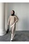Garnished Ribbed Slit Detailed Two Thread Fabric Oversize Tracksuit Set - 4