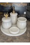 Lunaria Series – White Natural Stone 5 Piece Bathroom Set - 4