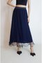 Women's Dark Blue Skirt with Miscellaneous Piles Lined Tulle Skirt Yy101229