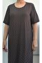 Brown Black Print Short Sleeve Combed Viscose Dress - 2