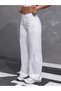Adel Women's White Palazzo Jeans Lycra Super High Waist Loose Leg Casual Denim Jeans - 3