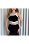 Black and White Combed Cotton Crop with Straps