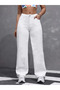 Adel Women's White Palazzo Jeans Lycra Super High Waist Loose Leg Casual Denim Jeans - 2