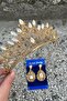 Grace Gold Bridal Crown and Drop Shuttle Earring Set – Wedding Evening Dress Accessory with Stones - 2